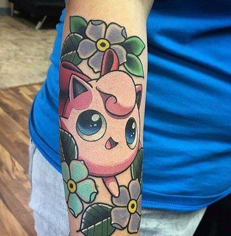 手臂神奇宝贝皮皮纹身图案