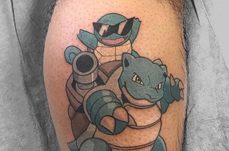 小腿杰尼龟神奇宝贝纹身图案