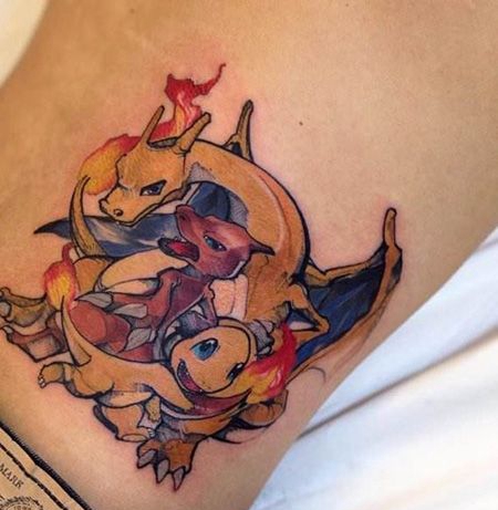 腰部神奇宝贝纹身图案