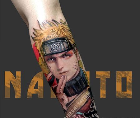 手臂精致的火影忍者纹身图案