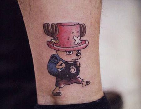 脚踝可爱的乔巴纹身图案