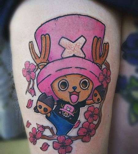 大腿乔巴纹身图案