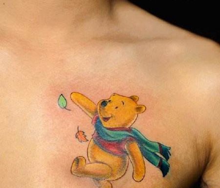 胸前小熊维尼纹身图案