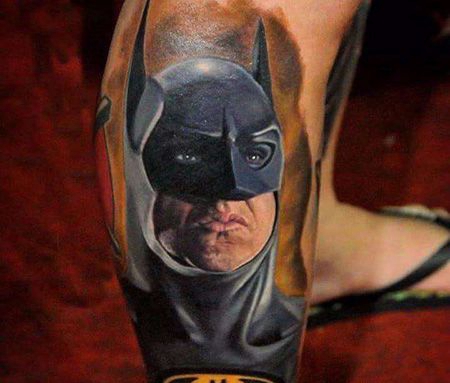 小腿帅气的蝙蝠侠纹身图案