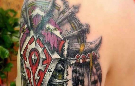 大臂魔兽世界部落纹身图案