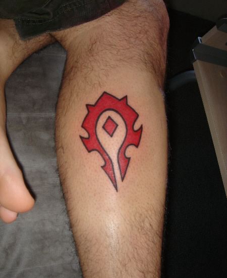 小腿魔兽世界部落标志纹身图案