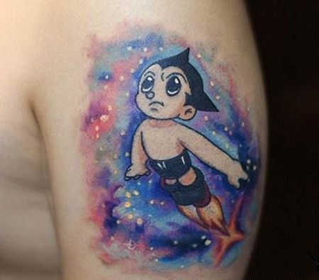 大臂阿童木水彩纹身图案