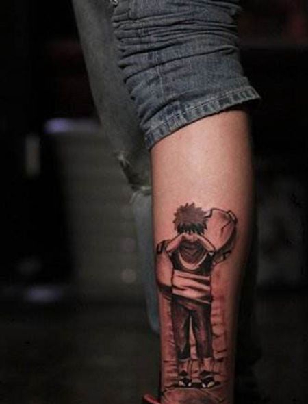 小腿我爱罗纹身图案