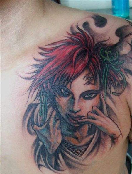 胸前我爱罗纹身图案