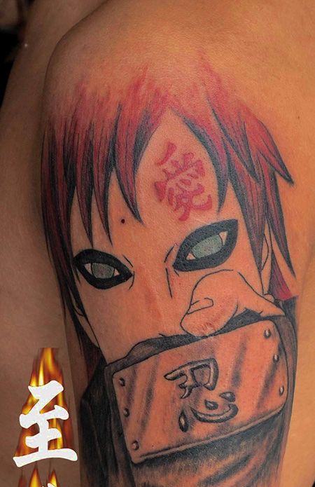 大臂我爱罗纹身图案