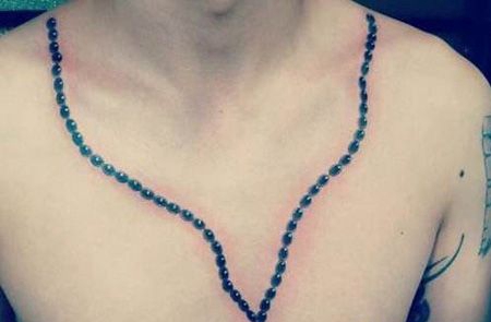 胸前佛珠项链纹身图案