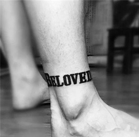 脚踝字母脚环纹身图案