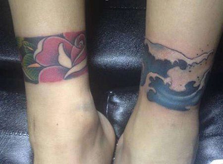 情侣脚环纹身图案