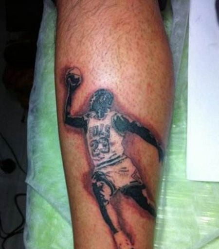 小腿飞人篮球纹身图案