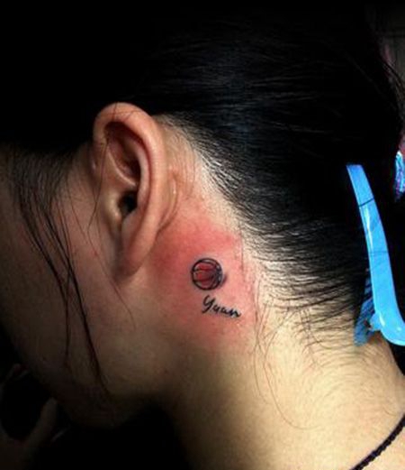耳后小篮球纹身图案