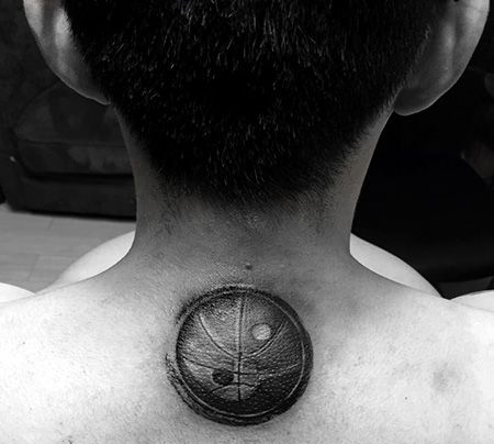 颈部篮球纹身图案