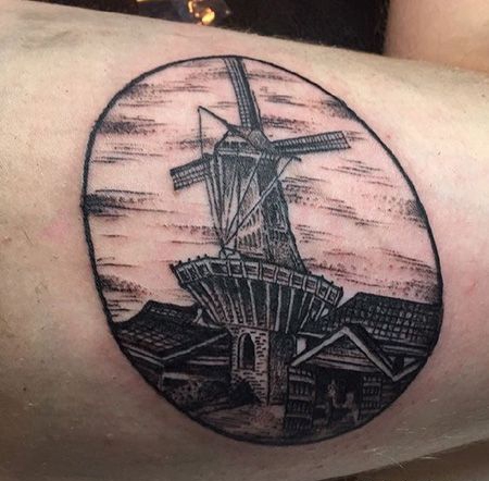 小腿风车纹身图案