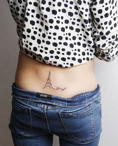 腰部埃菲尔铁塔纹身图案
