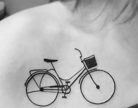 锁骨自行车纹身图片