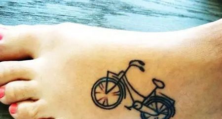 脚背自行车纹身图片