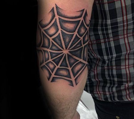 手臂黑色蜘蛛网纹身图案