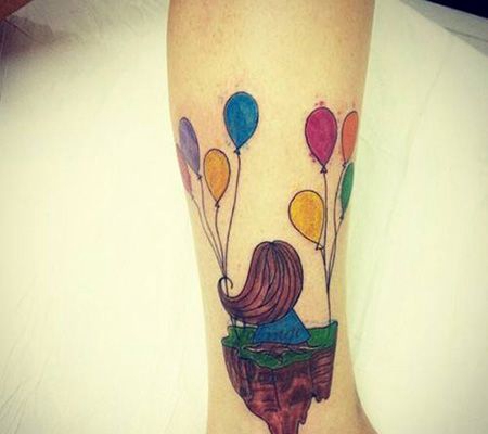 脚踝有创意的气球纹身图案