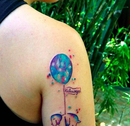 大臂水彩气球纹身图案