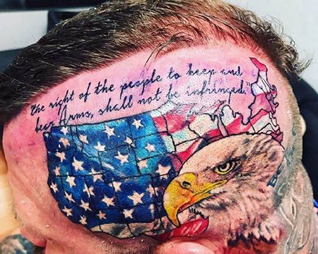 头部个性的美国国旗纹身图案