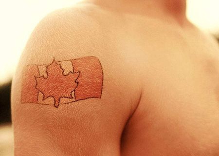 大臂加拿大国旗纹身图案