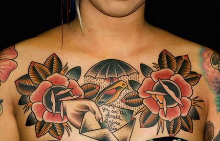 胸前信封纹身图案