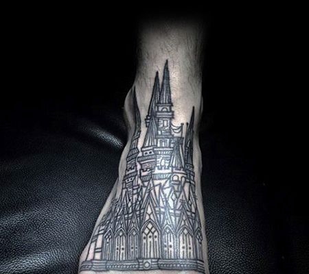 脚背教堂纹身图案