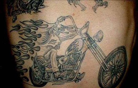 腰部摩托车纹身图案