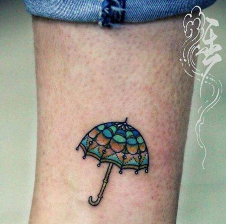 脚踝好看的雨伞纹身图案