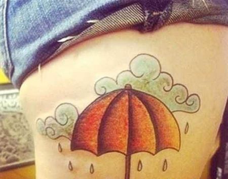 大腿雨伞纹身图案
