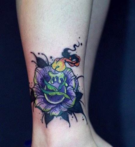 脚踝个性的蜡烛纹身图案