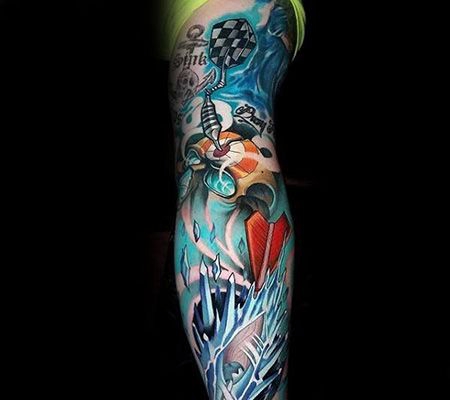 花臂飞镖纹身图案