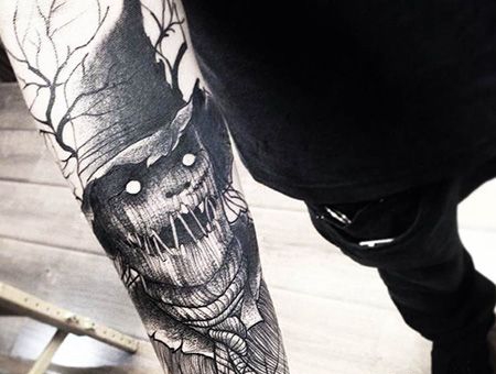 手臂个性的稻草人纹身图案