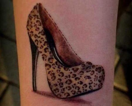 手臂豹纹高跟鞋纹身图案