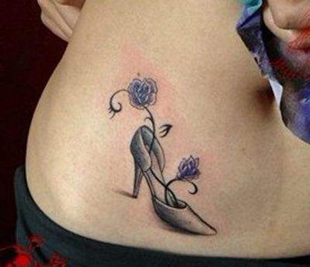 腹部高跟鞋纹身图案