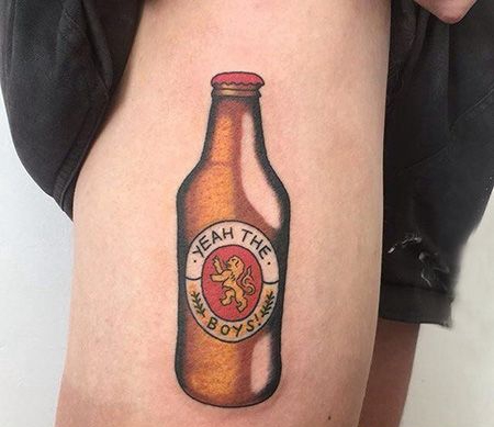 大腿啤酒瓶纹身图案