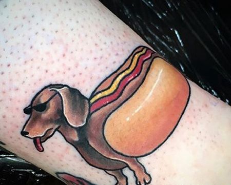 脚踝有意思的热狗纹身图案