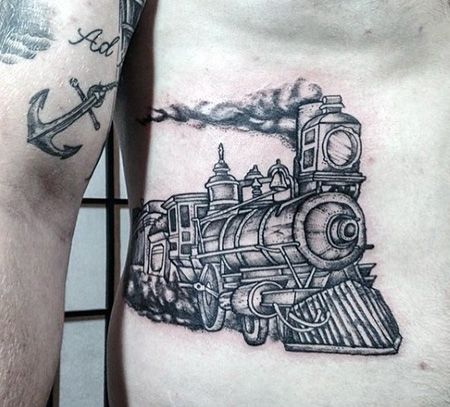 腹部火车纹身图案