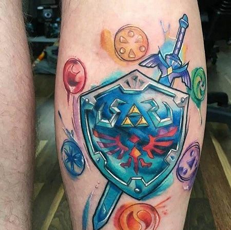 小腿冰霜盾牌纹身图案