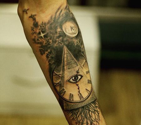 手臂创意金字塔纹身图案