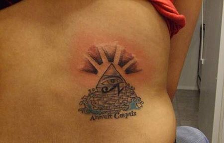 腰部创意金字塔纹身图案