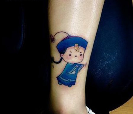 脚踝中国僵尸纹身图案