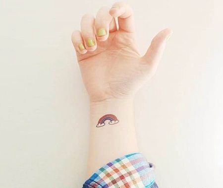 手腕彩虹纹身图片
