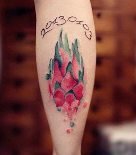 小腿日期纹身图案