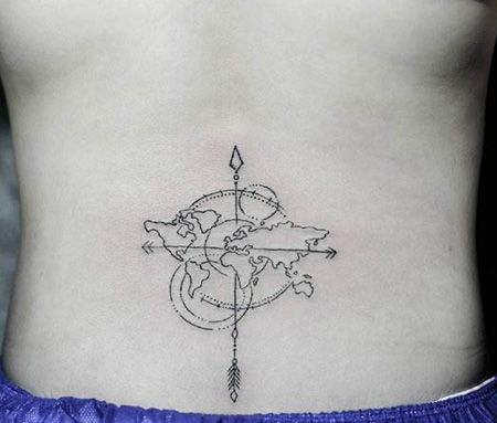 腰部世界地图纹身图案