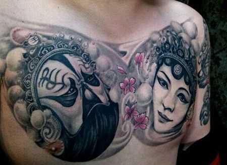 胸前霸王别姬纹身图案